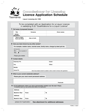 Liquor Licence Application Form