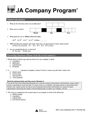 Junior Achievement Pre/Post-Test