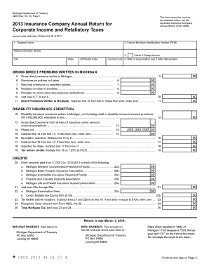 Michigan Insurance Company Annual Return