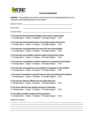 Course Evaluation Form