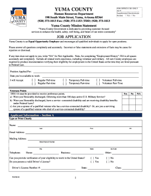 Yuma County Job Application Form