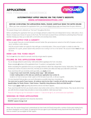 npower Energy Fund Application Form