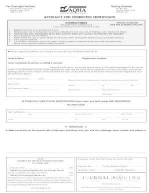 Affidavit for Corrected Certificate