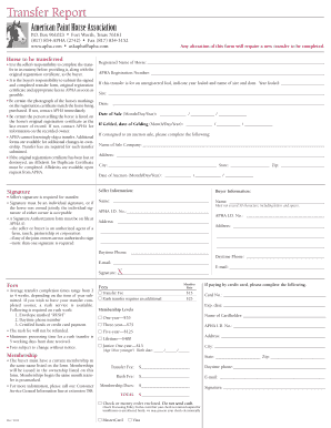 American Paint Horse Association Transfer Form