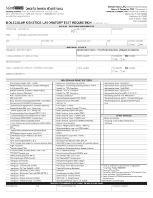 Molecular Genetics Lab Test Requisition