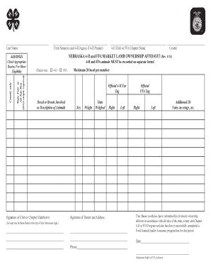 Nebraska 4-H and FFA Market Lamb Ownership Affidavit