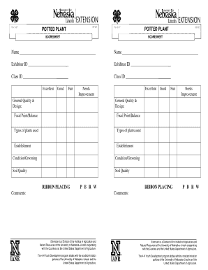 Potted Plant Scoresheet SF107