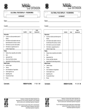 Cultural Food Display Scoresheet