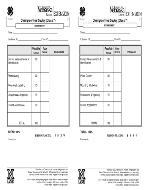 Champion Tree Display Score Sheet