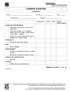 4-H Career Interview Scoresheet