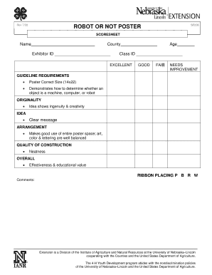 4-H Robot or Not Poster Scoresheet