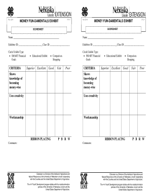 4-H Money Fundamentals Exhibit Scoresheet