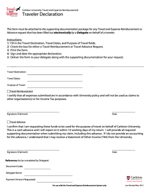 Carleton University Travel Expense Reimbursement Form