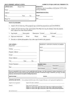 Agricultural Retail Products Sign Permit Application