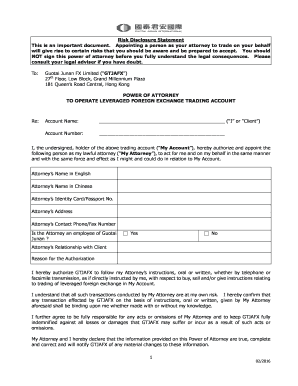 Power of Attorney for Leveraged Forex Trading