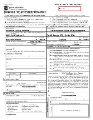 Pennsylvania Driver Information Request Form
