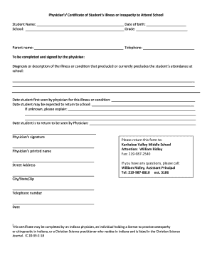 Physician's Certificate of Student's Illness