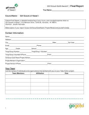 Girl Scout Gold Award Final Report