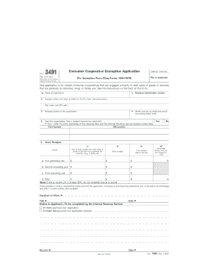 IRS Form 3491 Consumer Cooperative Exemption Application