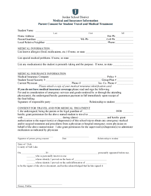 Utah Student Travel and Medical Treatment Consent