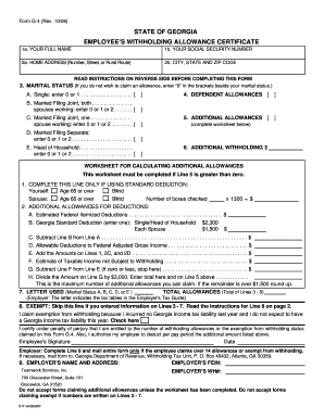 Georgia Employee's Withholding Allowance Certificate