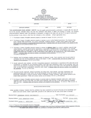 Georgia Sales Tax Certificate of Exemption