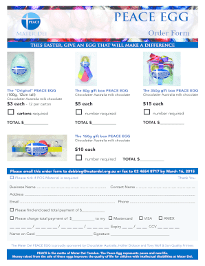 Mater Dei Peace Egg Order Form