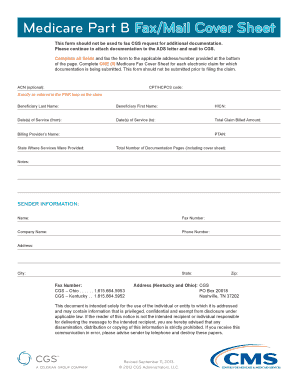 Medicare Part B Fax/Mail Cover Sheet