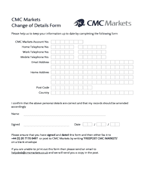 CMC Markets Change of Details Form