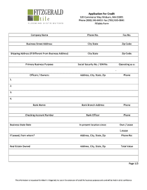 Application for Business Credit