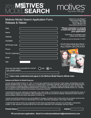 Motives Model Search Application Form
