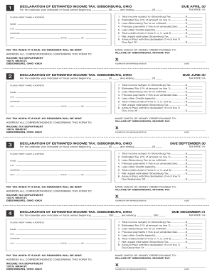 Gibsonburg Estimated Income Tax Declaration
