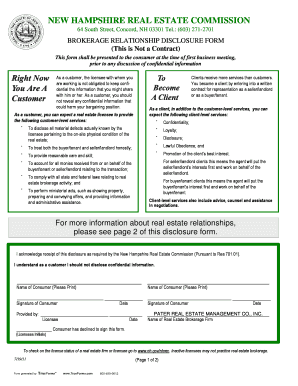 New Hampshire Brokerage Relationship Disclosure Form