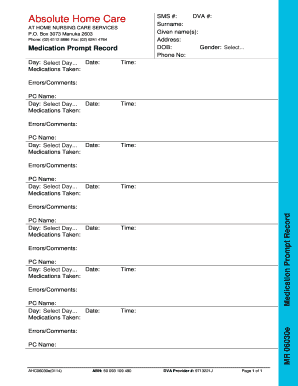 Medication Prompt Record Form