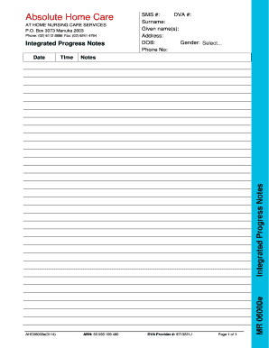 Integrated Progress Notes for Home Nursing Care