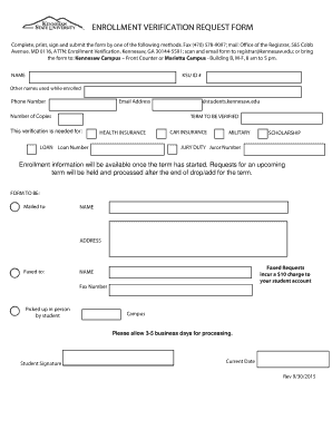Enrollment Verification Request Form