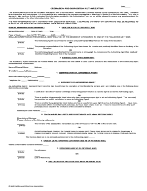 Cremation and Disposition Authorization Form