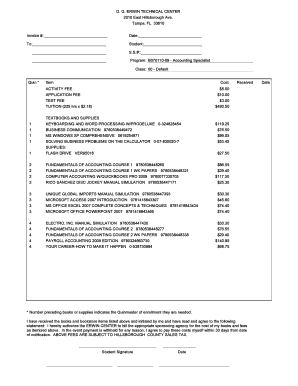 D G ERWIN TECHNICAL CENTER Invoice SS Program