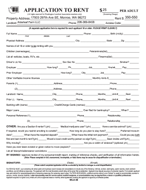 Washington Rental Application Form