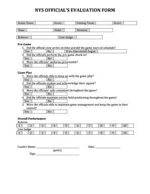 NYS Official's Evaluation Form