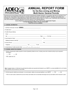 Arizona Annual Report Form for Multi-Sector General Permits