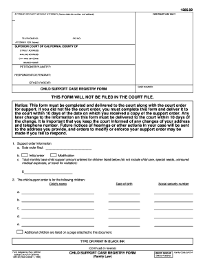 California Child Support Case Registry Form