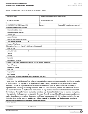 California Individual Financial Affidavit