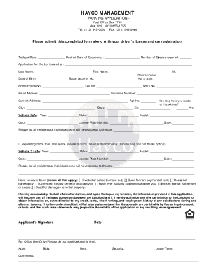 Parking Application Form