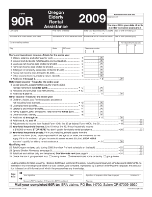Oregon Elderly Rental Assistance Form 90R