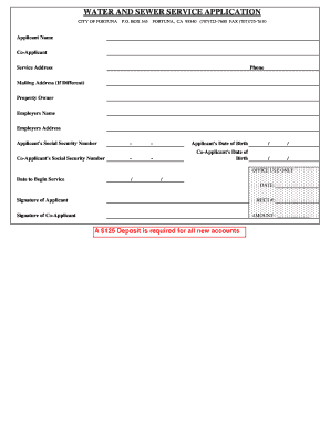 Water and Sewer Service Application