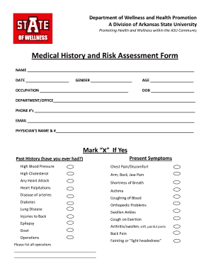Medical History and Risk Assessment Form