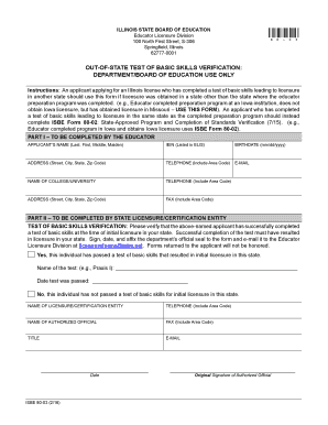 Illinois Out-of-State Test of Basic Skills Verification