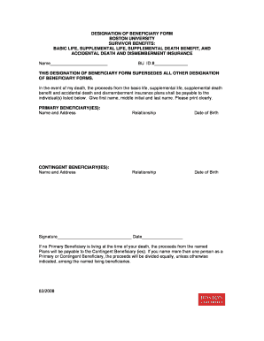 Designation of Beneficiary Form