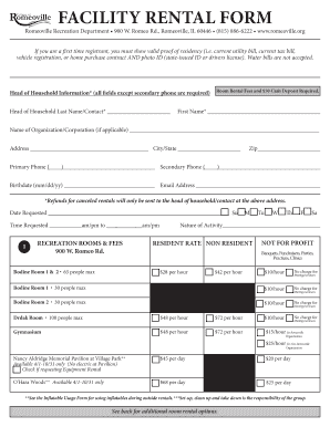 Romeoville Facility Rental Form